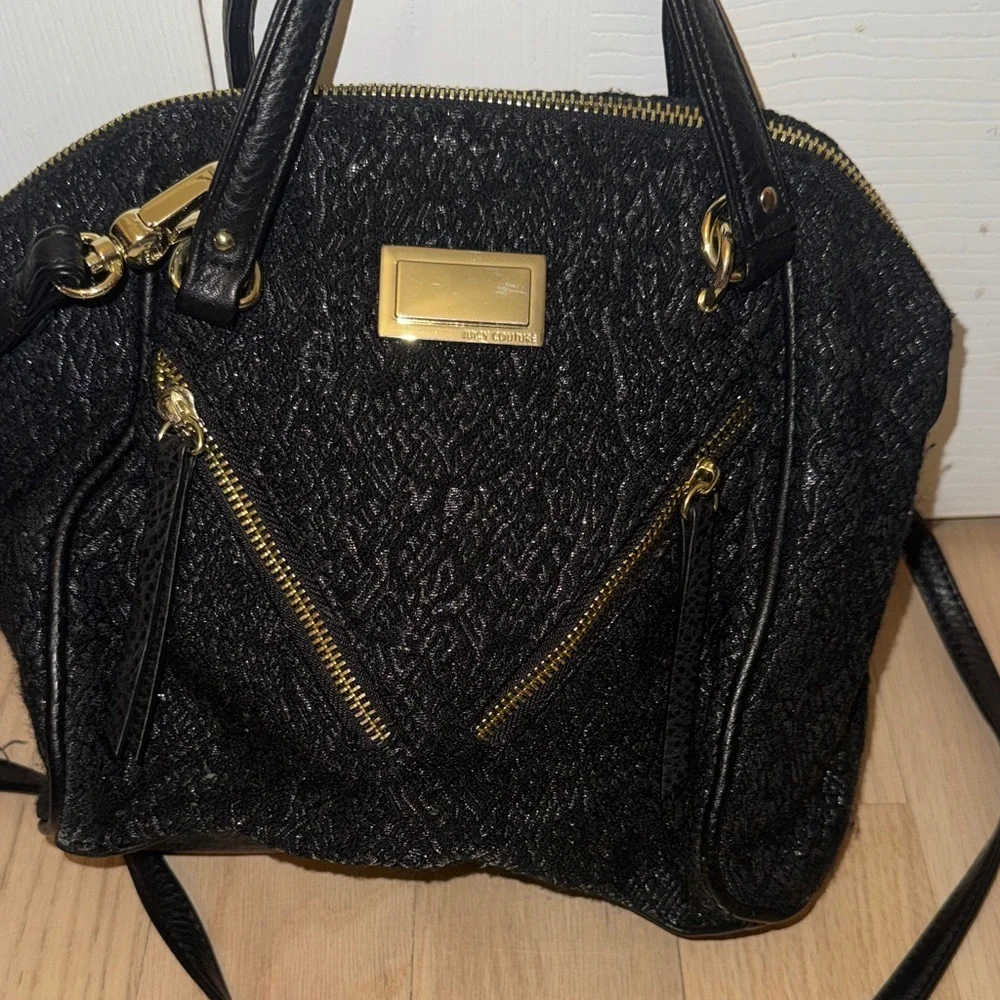 Juicy Couture Black Satchel with Gold Accents